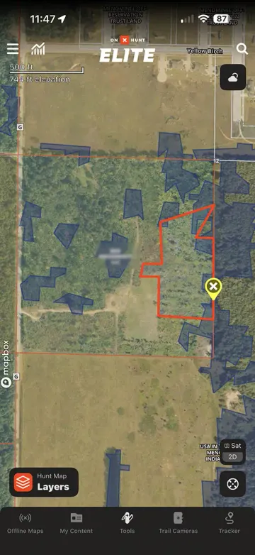 OnX Hunt app showing property boundaries