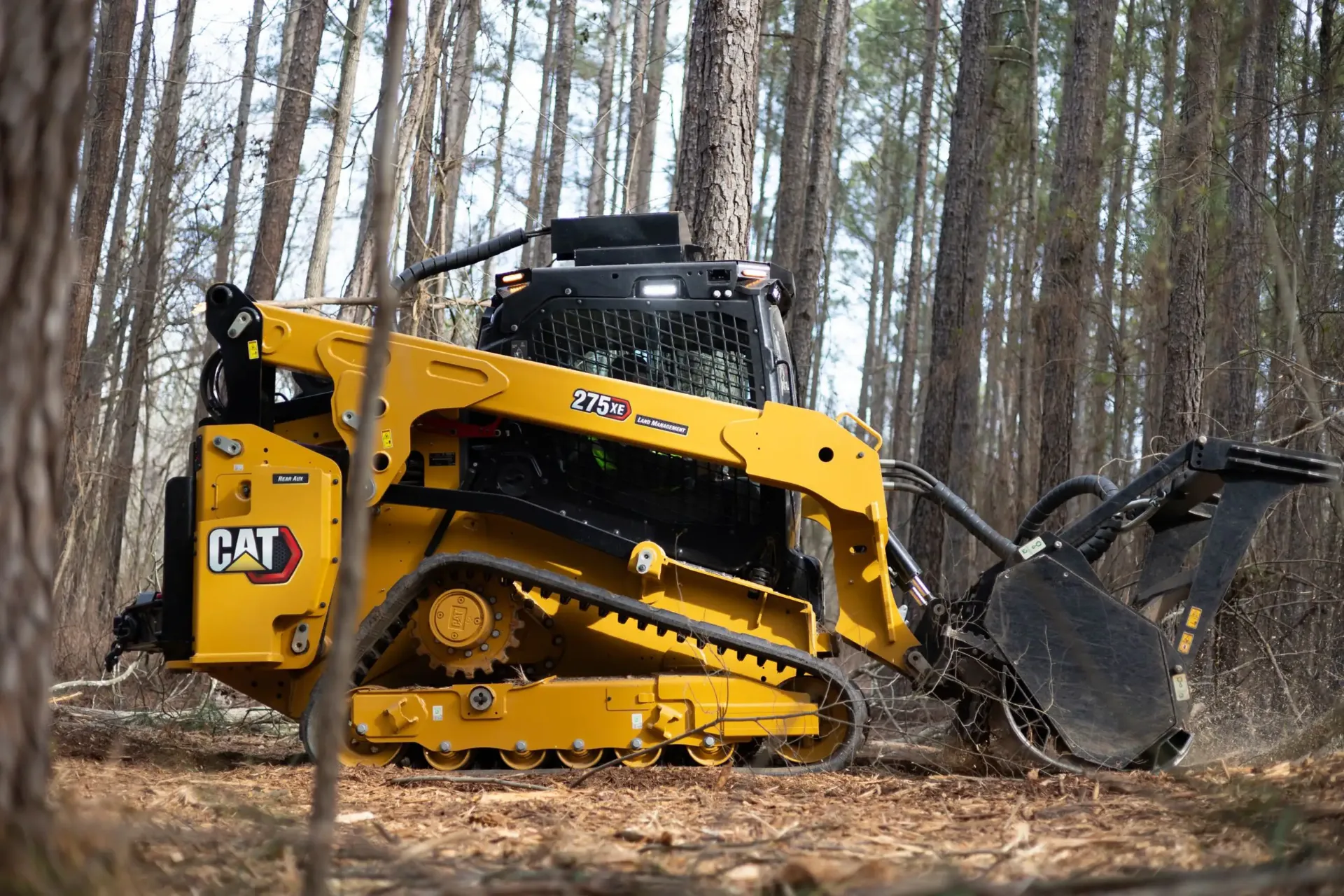 Winter land clearing with forestry mulcher on frozen ground in Northeast Wisconsin near Crivitz