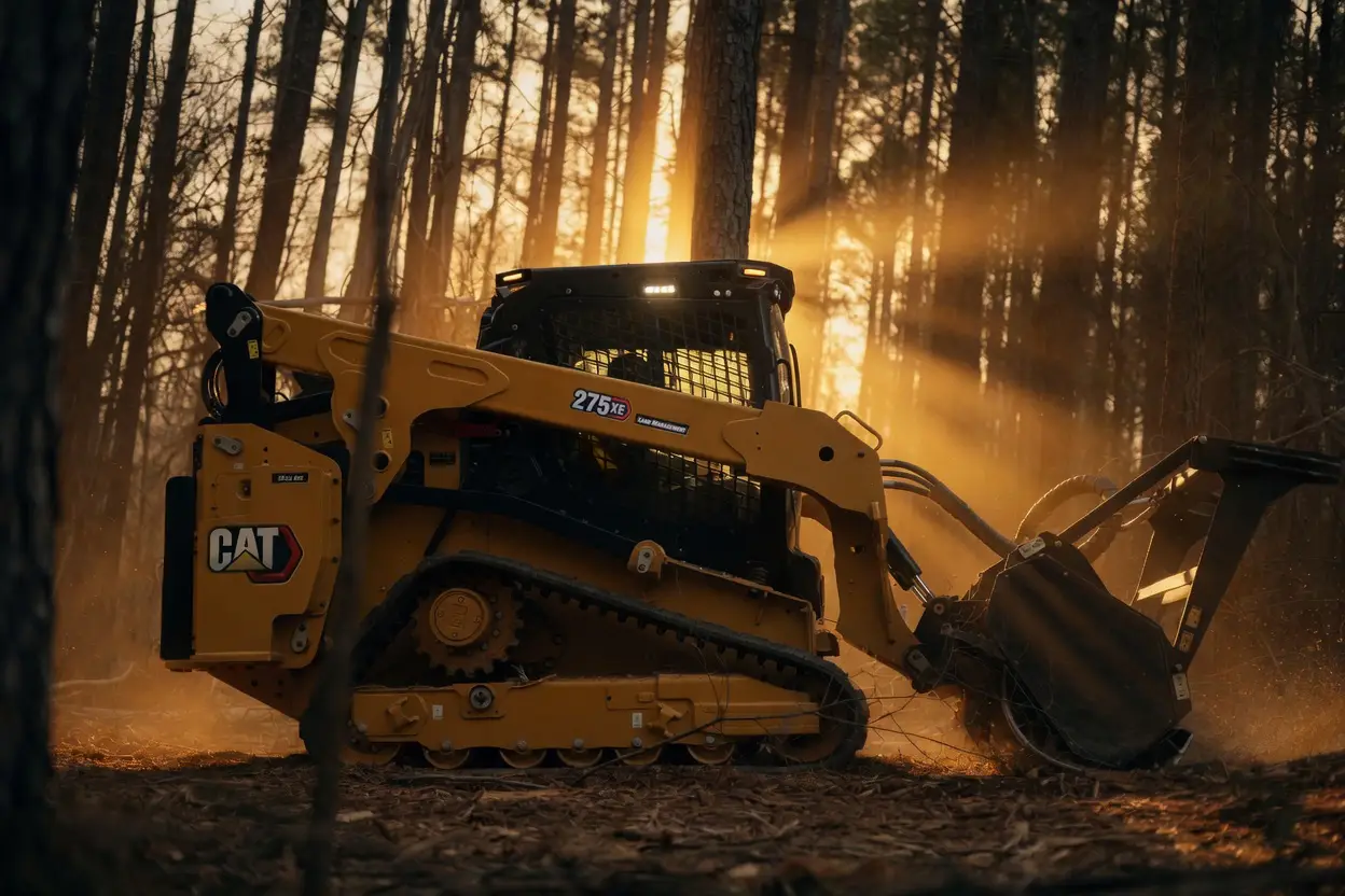 Forestry mulcher clearing brush and saplings on rural Northeast Wisconsin property